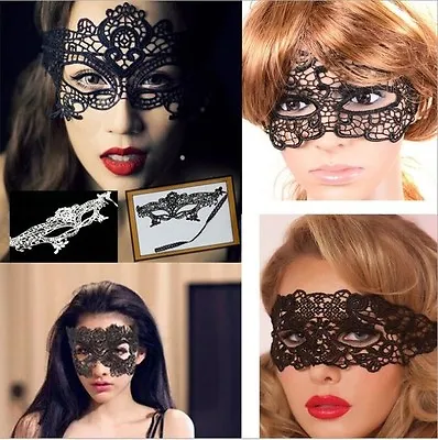 Stunning Black Venetian Masquerade Eye Mask Halloween Party Lace Fancy Dress • £2.99