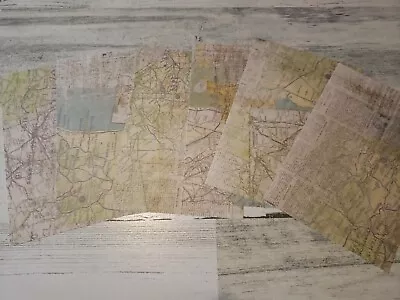 6 Pieces Of Newspaper Print With Map Scrapbook Paper 4x6 Photo Mats #1506 • $1.39