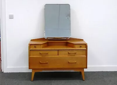 G Plan Brandon 1950s Light Oak Dressing Table Mirror & Drawers Mid Century B387 • £175