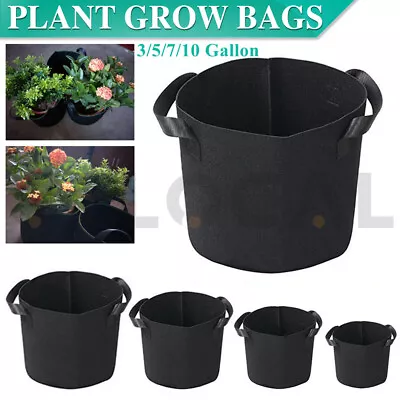$21.99 • Buy Up To 10 Plant Grow Bag Potato Fabric  Pots Grow Bags Handles 3 5 7 10 Gallon