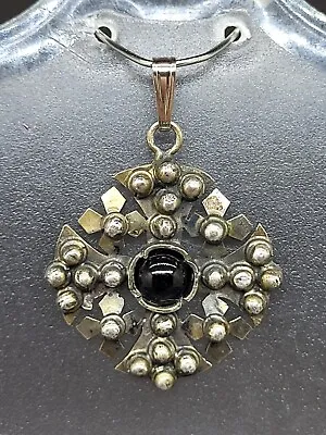 Vintage Maltese Cross Black Onyx .800 Silver Necklace Pendant Signed ET • $29.99
