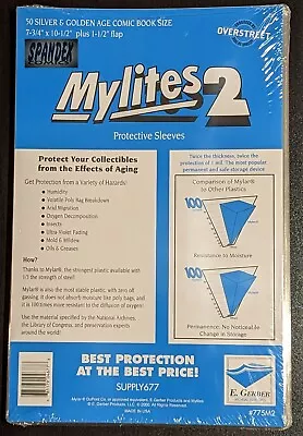 $23.99 • Buy 50 - E. Gerber Mylites 2 Mylar Current Modern Age Comic Bags 700M2 7” X 10 1/2 