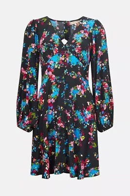 Oasis Ditsy Print Button Front OPEN BACK Skater Dress SIZE 8 BNWT (rEF44) • £8.99