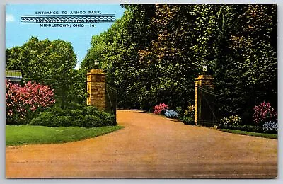 Middletown Ohio~Armico Park~Wrought Iron Gated Entrance~1950s Postcard • $8.99