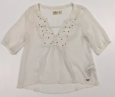 $9.95 • Buy Hollister White Shear Blouse Shirt Size XS