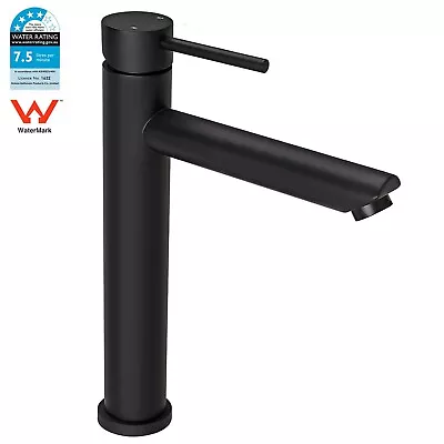Tall Basin Mixer Kitchen Sink Tap Faucet Round Black Shower Head Rail Arm Set • $89