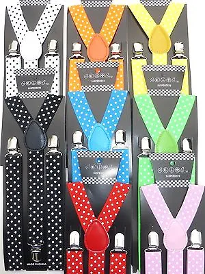 New Polka Dots Colors Mens Womens Clip-on Suspenders Adjustable Braces US SELLER • $8.88