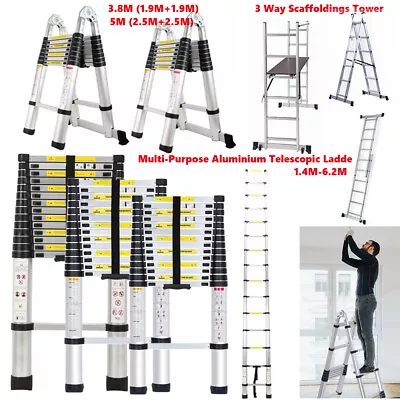Multi Size Telescopic Ladder Extendable Step Folding Multi Purpose Loft Ladder • £43.97