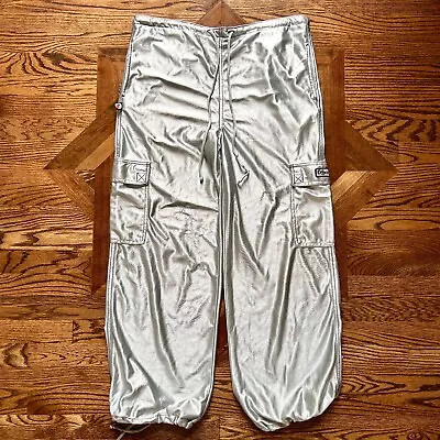 Vintage Caffeine Polyester Pants 90s Silver Men’s Medium Skater Parachute • $130