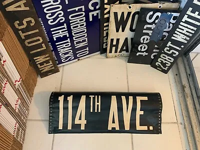 VINTAGE NY NYC BUS ROLL SIGN 114th AVENUE 1956 COPPER COLLECTIBLE QUEENS ART • $89.95