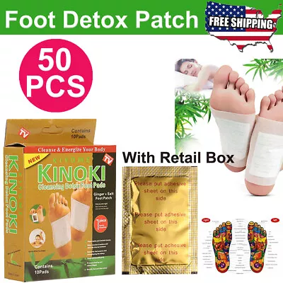 50 Pcs Kinoki GOLD Premium Detox Foot Pads Organic Herbal Cleansing+Retail Box • $9.59