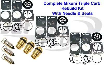 Polaris Triple Mikuni Carburetor Rebuild Kit & Needle/Seat SL SLT 750 785 PRO • $119.95