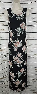 Lulus Black Floral Knit Dress M Maxi Mesh Shealth Sleeveless Womens • $29.95