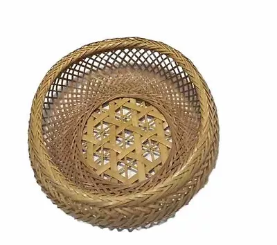 Vintage Basket Hand Woven Wicker Oval Holds Fruit Bread Sewing Items 11”x 7” • $16