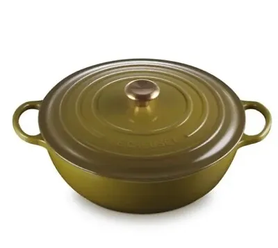 Le Creuset Signature Cast Iron  32cm Soup Pot -Olive With Gold Knob (NEW) • £385