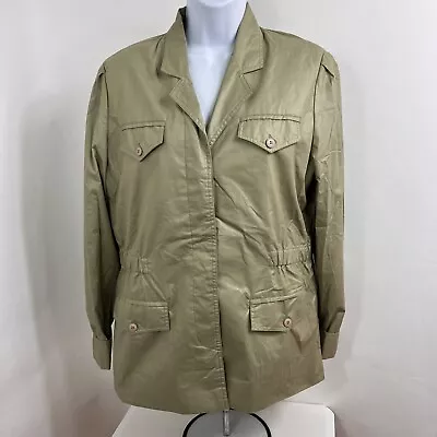 Vintage Mulberry Street Button Down Jacket Women's Medium Green Long Sleeve VTG • $12