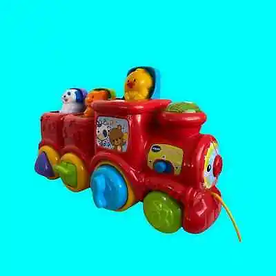 Vtech Animal Pull Toy Pop-Up Train Chicken Dog Cat Animated Sings • $10