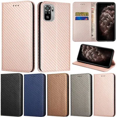 Carbon Wallet Leather Flip Cover Case For Xiaomi Redmi 12C A1+ 10C Note 12 Pro • $13.08