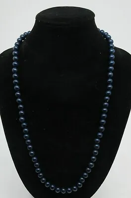 VTG Signed MONET Dark Navy Blue Beaded 18  Princess Necklace Costume Jewelry • $14.87