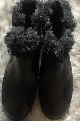 Padders Adele Black Faux Fur Trim Ankle Boots Size 7EEE • £20