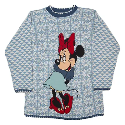 Vintage CARTOONS ARTWEAR Minnie Mouse Womens Patterned Jumper Blue 90s L • £23.99