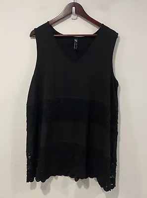 $17.85 • Buy TS Taking Shape Blouse Womens Small Black Lace Trim Sleeveless V-Neck Stretch