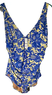 NWT New J Crew Yellow Blue Floral Bathing Suit One Piece Size 20 • $20