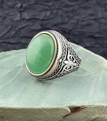 Solid 925 Sterling Silver Natural Blue Amazonite Gemstone Huge Mens Unisex Ring • $47.02