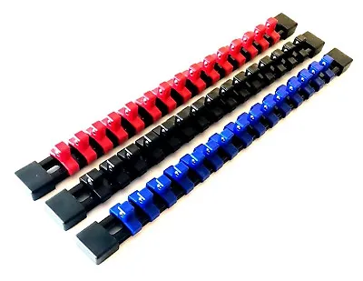 3 Goliath Industrial 3/8  Mountable Red/black/blue Socket Rails Holder Organizer • $14.99