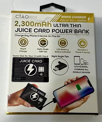 CIAOtech Ultra Thin Juice Card Power Bank Micro-USB & Type-C. Cell Phone Charger • $17.95