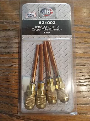 4 Pk JB INDUSTRIES A31003 3/16 OD X 1/8 ID COPPER TUBE EXTENSION VALVE CORE TOOL • $10