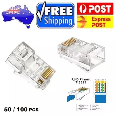 RJ45 Connector CAT6 Plug Modular Crimp 8P8C CAT5e Network Ethernet Cable • $9.99