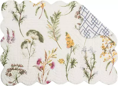$9.95 • Buy GENEVIEVE Wildflowers Quilted Reversible Placemat By C&F