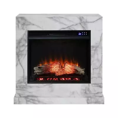 Southern Enterprises Electric Fireplace 32.25 X33.25 X14.5  Faux Marble In White • $455.30