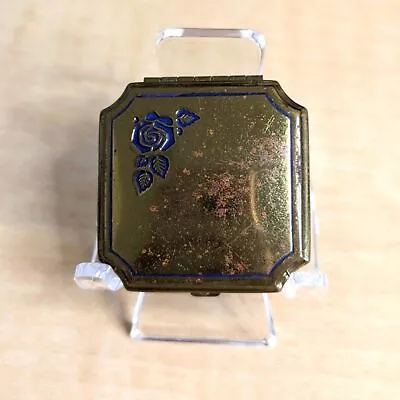 Vintage 1920’s Lanchere Blue Rose Gold Powder/Mirror Mini Compact Case • $15