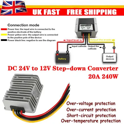 £16.99 • Buy DC 24V To 12V 20A 240W Step Down Converter Voltage Regulator Module UK STOCK