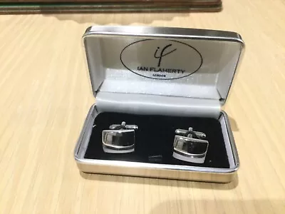 Ian Flaherty Silver Coloured Metal Cufflinks (pair).  Boxed. • £4