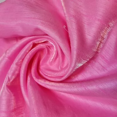 £2.99 • Buy Candy Pink Faux Dupion Raw Silk Material Dress Craft Quilting Fabric 44  Meter
