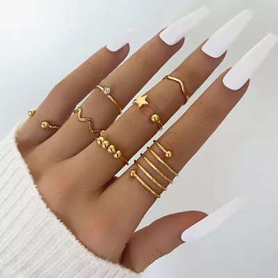 7Pcs/set Bohemian Open Adjustable Ring Set Luxury Rings For Women Jewelry Ri-ot • $10.51