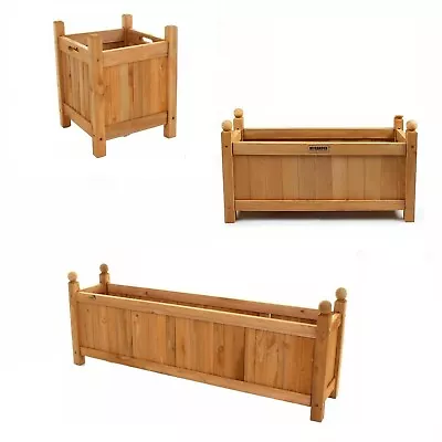 Wooden Garden Planters Flowers Plants Landscape Outdoor Plant Pot Various Sizes • £18.95