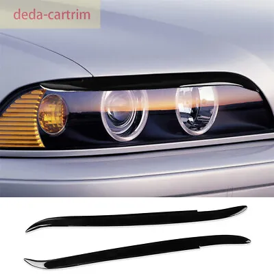 For BMW 5 Series E39 1995-2003 Front Headlight Eyebrow Eyelids Cover Piano Black • $25.54