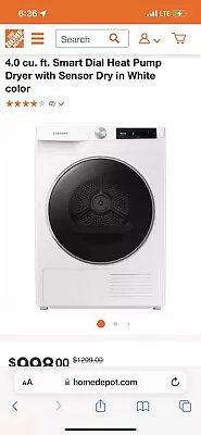 Samsung DV22N6800HW White Front Load Electric Dryer NOB #119027 • $500