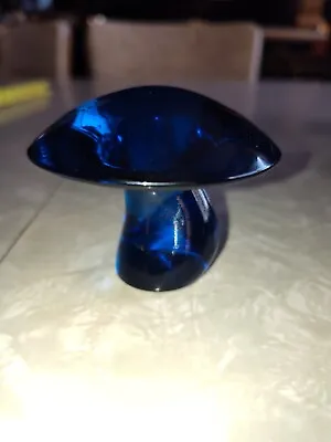 Viking Glass Blue Bluenique Vintage 2 1/4” Tall Mushroom No Chips Or Cracks MCM • $119.99