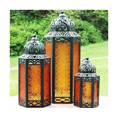 Vela Lanterns Outdoor Moroccan Candle Lantern Decorative Set Of 3 For Home De... • $107.67