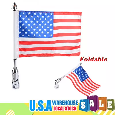 Motorcycle Rack Flag Pole Mount 6 X 9 Flag American USA For Yamaha Harley Honda • $22.49