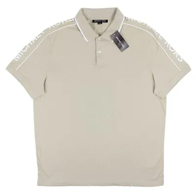 Men's Michael Kors Shoulder Stripe Cotton Lifestyle Polo Shirt Dune KR0500I19P • $29.99