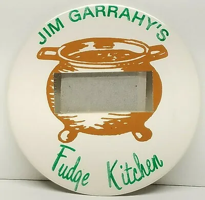 VTG Jim Garrahy's Fudge Kitchen Store Employee Name Tag Pin Back Button Badge • $10.49