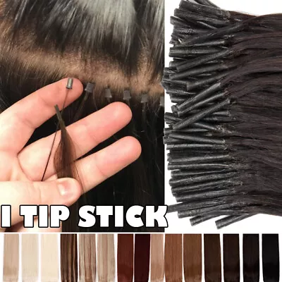 0.5G 100% Remy Human Hair Extensions Stick I TIP Real Remy Pre Bonded Thick 100S • $28.15