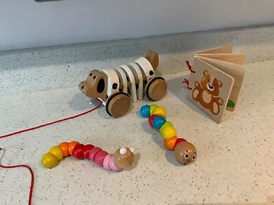 £7.99 • Buy Wooden Pull Along Toy Dog / Toddler Toys Wooden Book Caterpillars