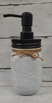 $23.99 • Buy Farmhouse Crackle Painted Ivory Mason Jar Soap Dispenser  10 Color Choices